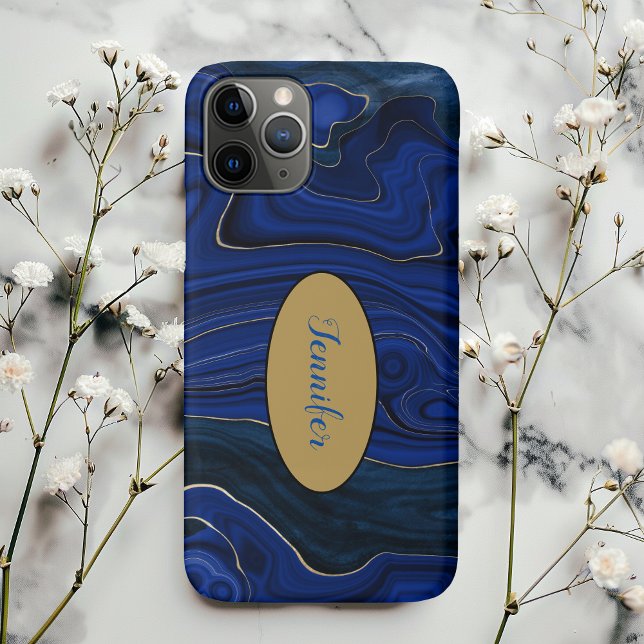 Capa Para iPhone 11 Pro Lapis Azul Ágata Espirais Personalizado (Criador carregado)