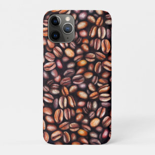 Capa Para iPhone 11 Pro Lápis De Café De Feijão De Desenho, Castanho Russo
