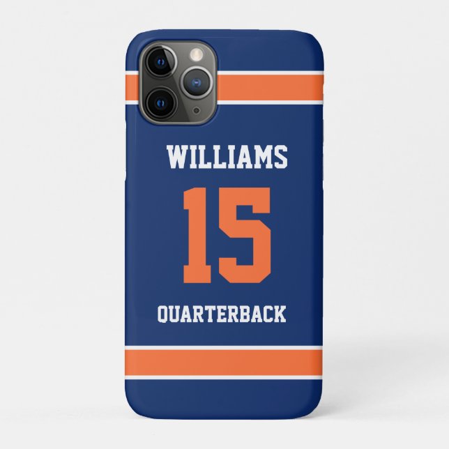 Capa Para iPhone 11 Pro Laranja e Azul Marinho (Verso)
