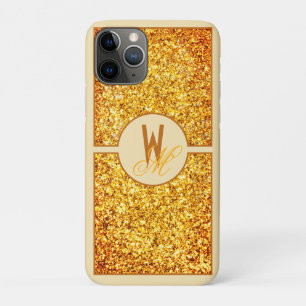 Capa Para iPhone 11 Pro Laranja Elegante Amarelo Brilhante Monograma