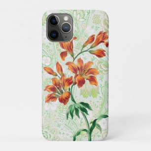 Capa Para iPhone 11 Pro Laranja Lily Flores Estilo de Vintage