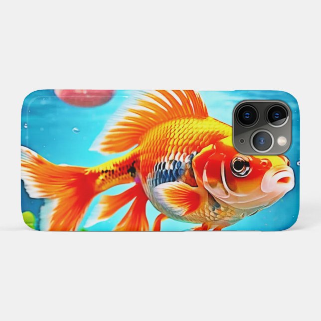 Capa Para iPhone 11 Pro Laranja-White Goldfish (Verso (horizontal))