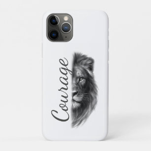 Capa Para iPhone 11 Pro Leão Artístico Coragem Minimalista-