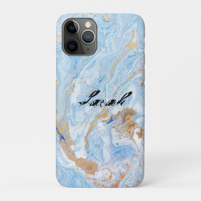 Capa Para iPhone 11 Pro Legal Tendência Azul Marble (Verso)