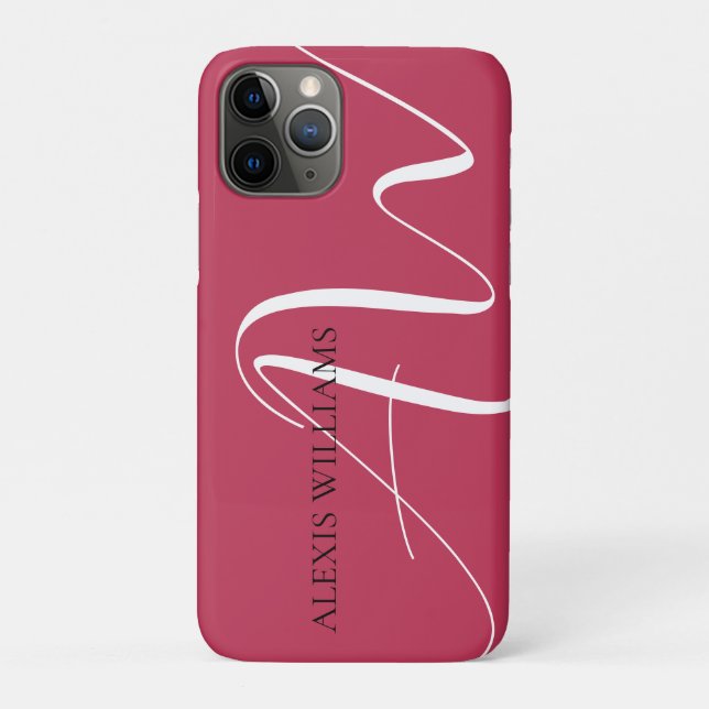 Capa Para iPhone 11 Pro Leitor de Script Elegante Mínimo Moderno Rosa Rosa (Verso)