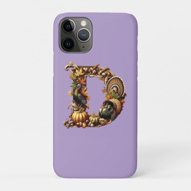 Capa Para iPhone 11 Pro Letter D Thanksgiving style gift  (Verso)