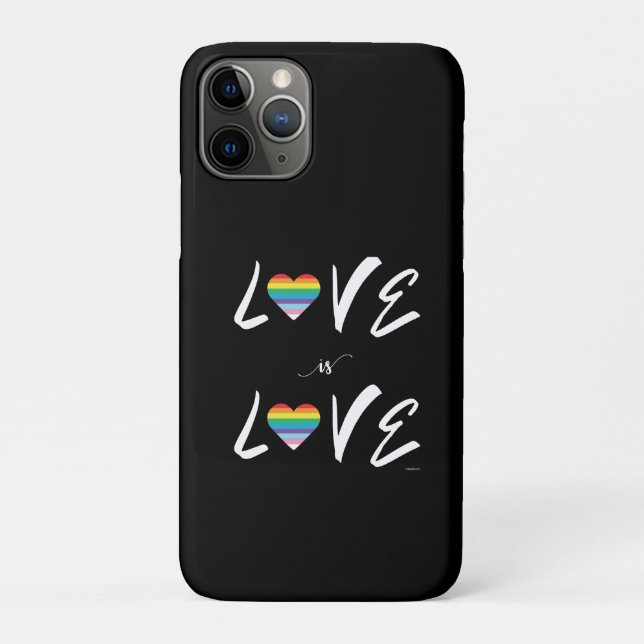 Capa Para iPhone 11 Pro LGBTQIA Love is LOVE, Rainbow Heart Pride (Verso)