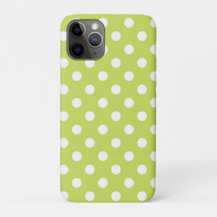 Capa Para iPhone 11 Pro Lima Chartreuse Verde e Pontos Brancos Pontilhados
