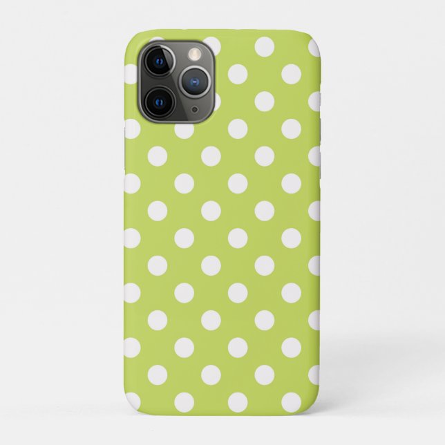Capa Para iPhone 11 Pro Lima Chartreuse Verde e Pontos Brancos Pontilhados (Verso)