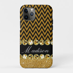 Capa Para iPhone 11 Pro Linda e Dourada tigela de glitter chevron elegante