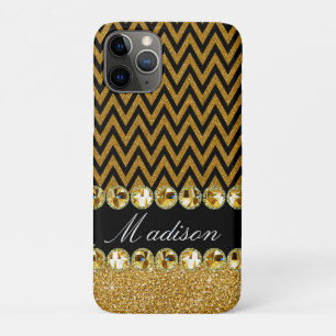 Capa Para iPhone 11 Pro Linda e Dourada tigela de glitter chevron elegante