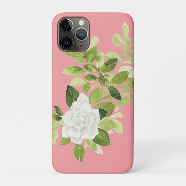Capa Para iPhone 11 Pro Linda jardinia aquarela floral (Verso)