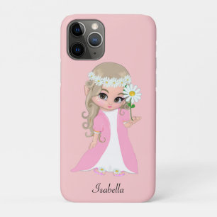 Capa Para iPhone 11 Pro Linda Princesa Segurando uma Flor em Rosa Claro