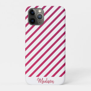 Capa Para iPhone 11 Pro Lindas riscas rosa e vermelha