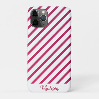 Capa Para iPhone 11 Pro Lindas riscas rosa e vermelha