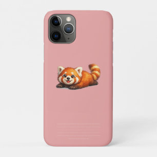 Capa Para iPhone 11 Pro Lindo Design de Panda Vermelho Kawaii Relaxando