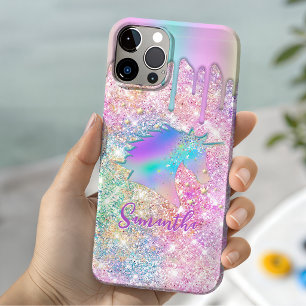 Capa Para iPhone 11 Pro Lindo unicórnio de arco-íris monograma de estrelas