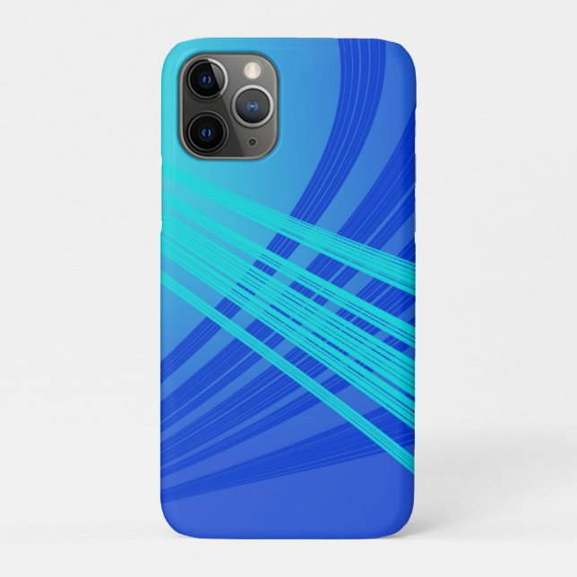 Capa Para iPhone 11 Pro Linhas Abstrato Azul e Teal (Verso)