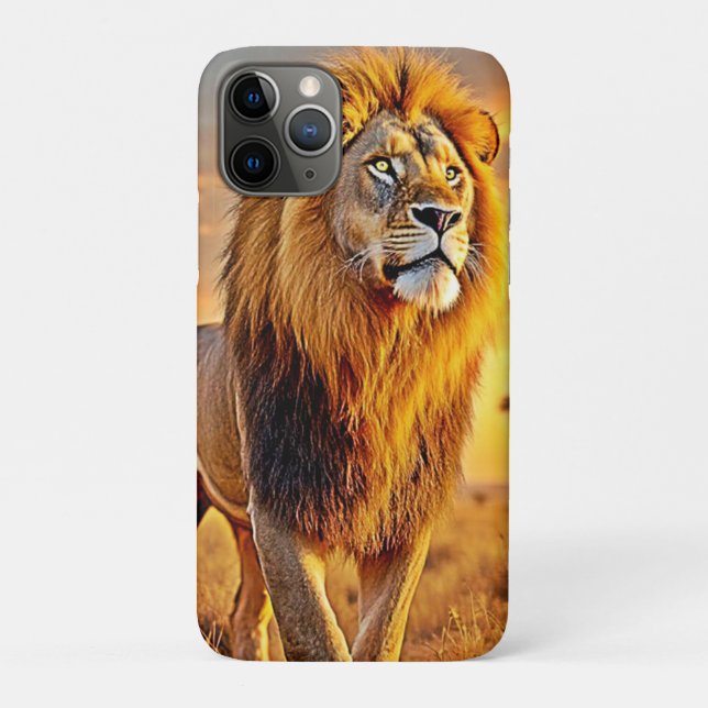 Capa Para iPhone 11 Pro Lion King Savanna Sunset Design (Verso)