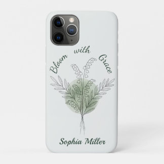 Capa Para iPhone 11 Pro Lírio-do-Vale Personalizado Nome Floral Personaliz