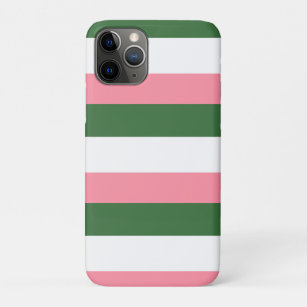 Capa Para iPhone 11 Pro Listras cor-de-rosa, verdes e brancas