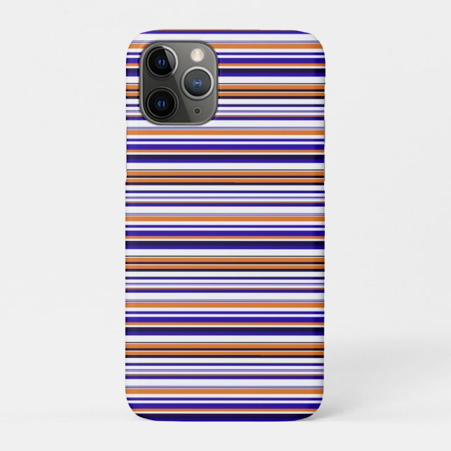 Capa Para iPhone 11 Pro Listras laranja azuis fofas (Verso)