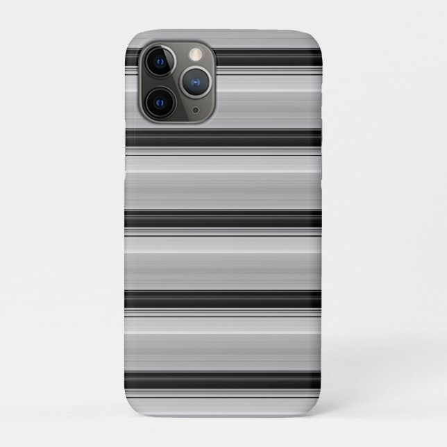 Capa Para iPhone 11 Pro Listras pretas cinzas fofas (Verso)