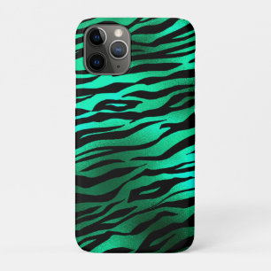 Capa Para iPhone 11 Pro Listras Pretas de Tigre Verde Esmeralda Animais Se