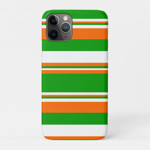 Capa Para iPhone 11 Pro Listras verdes, brancas e laranja 