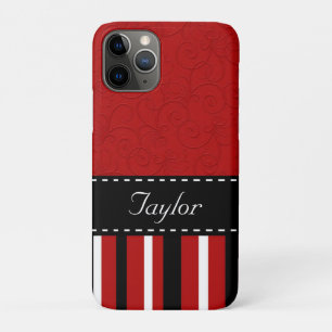 Capa Para iPhone 11 Pro Listras Vermelhas e Pretas