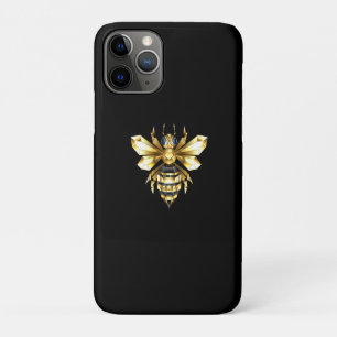 Capa Para iPhone 11 Pro Logotipo Faux Gold Foil Polygonal da Abelha em Pre