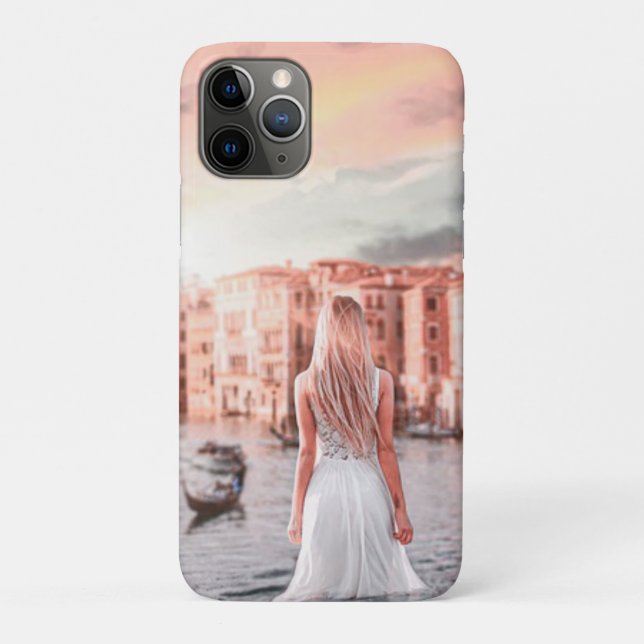 Capa Para iPhone 11 Pro Loira Em Veneza Romântica (Verso)