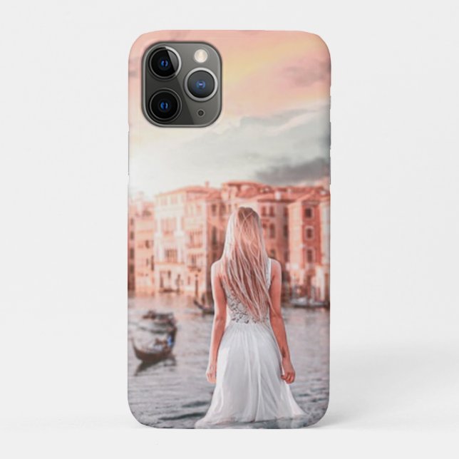 Capa Para iPhone 11 Pro Loira Em Veneza Romântica (Verso)