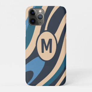 Capa Para iPhone 11 Pro Loops ondulados Padrão de Abstrato retroativo azul
