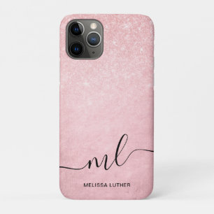 Capa Para iPhone 11 Pro Luminosa rosa-rosa-rosa com gradiente cinza elegan