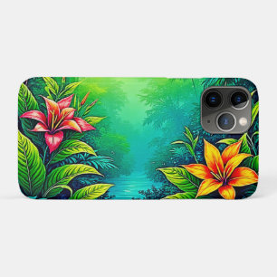 Capa Para iPhone 11 Pro Lush Tropical Jungle Oasis Design