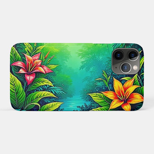 Capa Para iPhone 11 Pro Lush Tropical Jungle Oasis Design (Verso (horizontal))