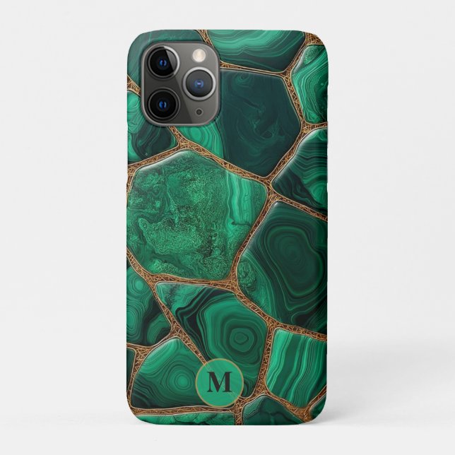 Capa Para iPhone 11 Pro Luxury Emerald Malachite Green Marble Abstract (Verso)