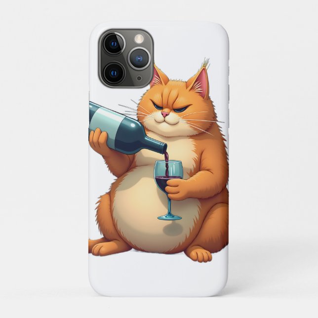 Capa Para iPhone 11 Pro Luxury Tipsy Cat Modern Art Illustration (Verso)