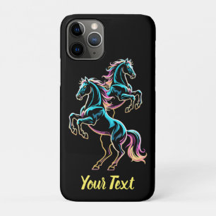 Capa Para iPhone 11 Pro Luz Neon de Cavalo Efeito Glitch Estilo Retro