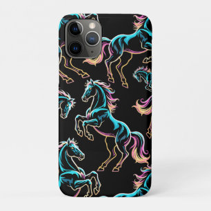 Capa Para iPhone 11 Pro Luz Neon de Cavalo Glitch Estilo Retro
