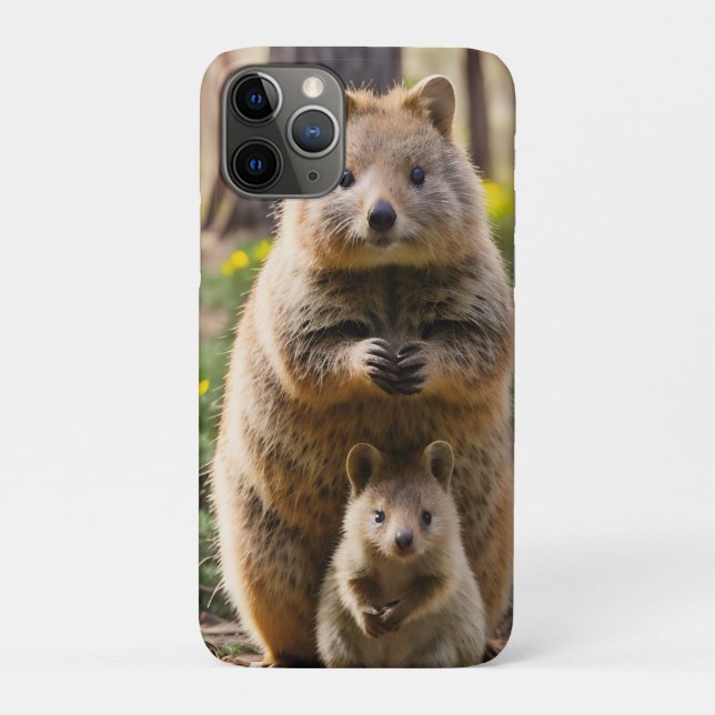 Capa Para iPhone 11 Pro Mãe e bebê Quokka,  (Verso)