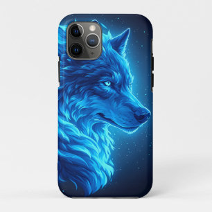 Capa Para iPhone 11 Pro Majestoso Lobo Azul Brilhante Arte de Fantasia de 