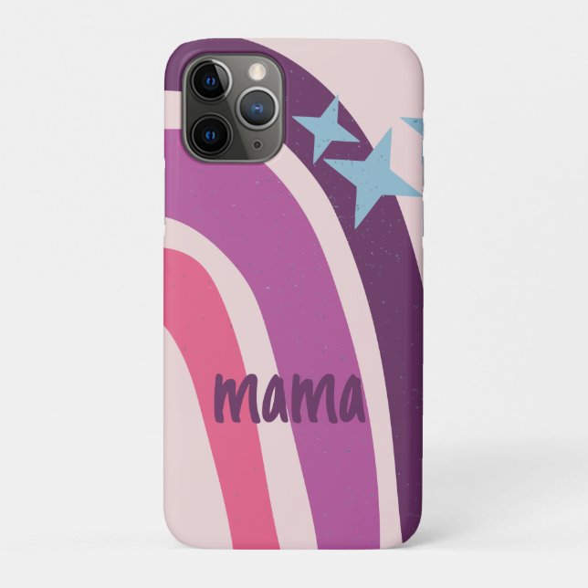Capa Para iPhone 11 Pro Mama personalizada boêmica rosa-púrpura do arco-ír (Verso)