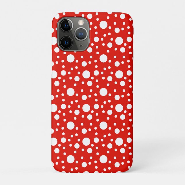 Capa Para iPhone 11 Pro Mancha de Bolinhas brancas vermelhas (Verso)