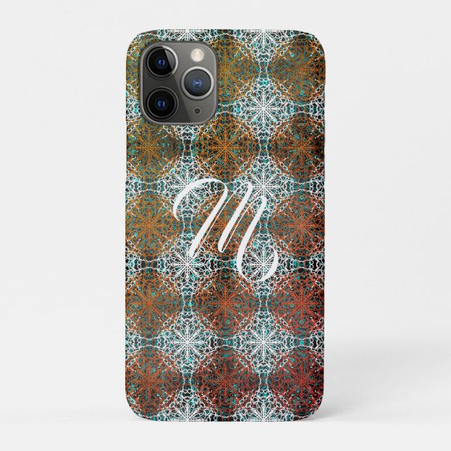 Capa Para iPhone 11 Pro Mandala Peacock Boho Inspiration Monograma (Verso)
