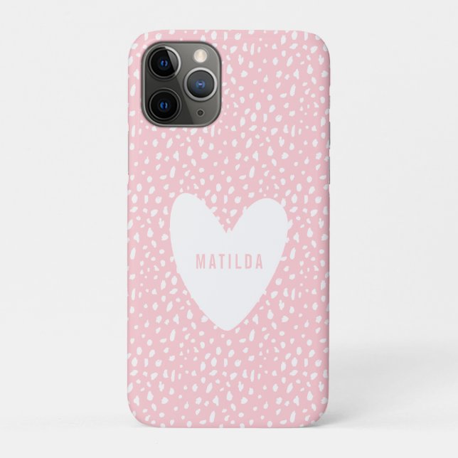 Capa Para iPhone 11 Pro Mão pintada e coração personalizado (Verso)