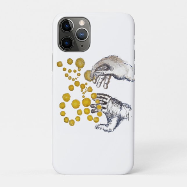 Capa Para iPhone 11 Pro Mãos Estendidas com Globos Dourados (Verso)