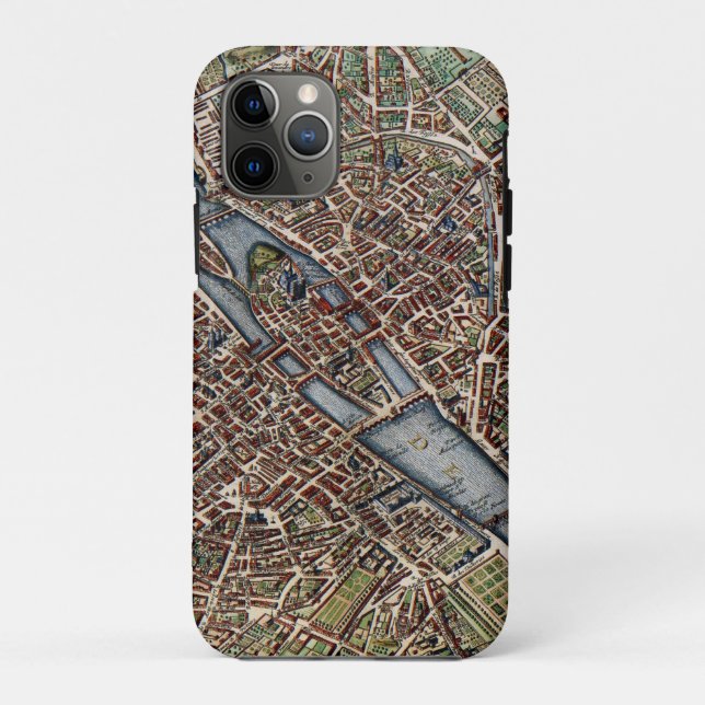 Capa Para iPhone 11 Pro mapa de Paris cidade antiga (Verso)