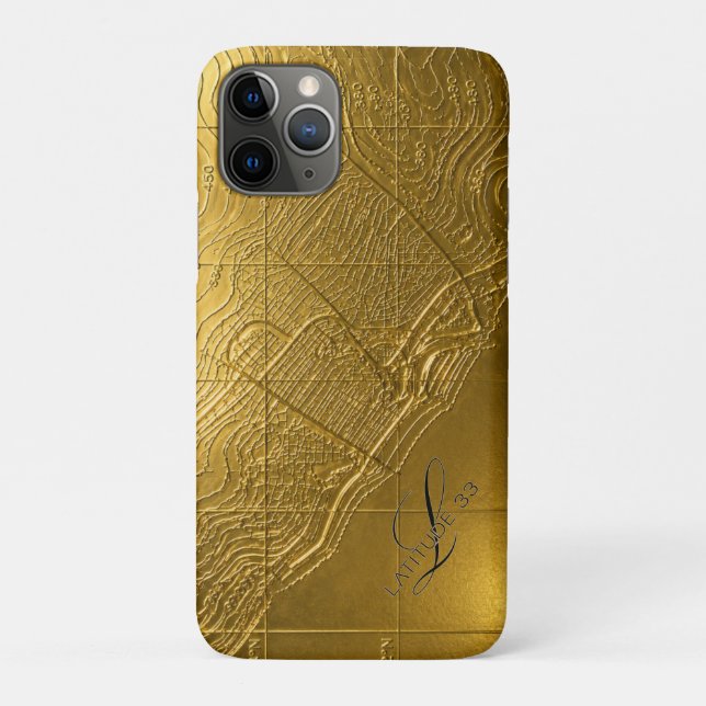Capa Para iPhone 11 Pro mapa de relevo dourado newport beach (Verso)